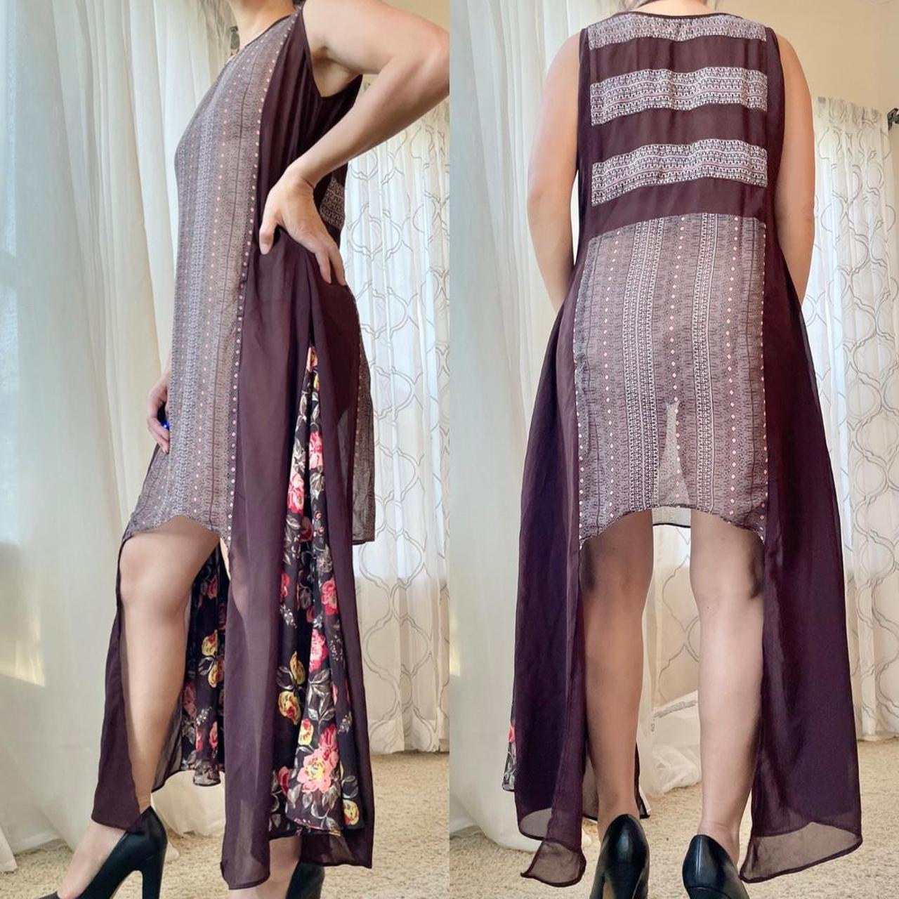 Women's Brown and Pink Dress