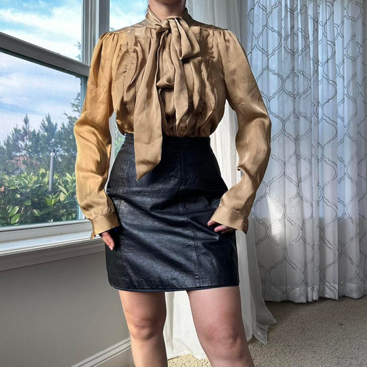 Women's Tan and Gold Blouse
