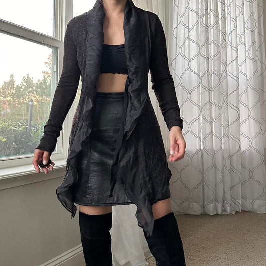 Women's Black and Grey Cardigan