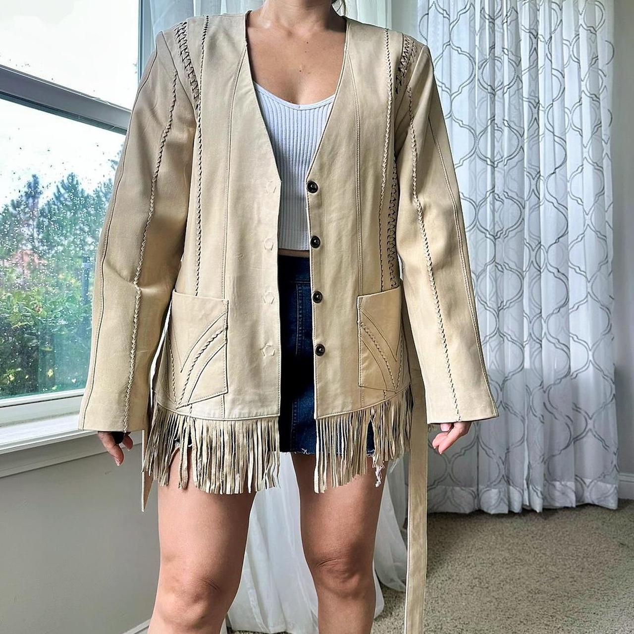 Coldwater Creek Women's Tan and Cream Jacket