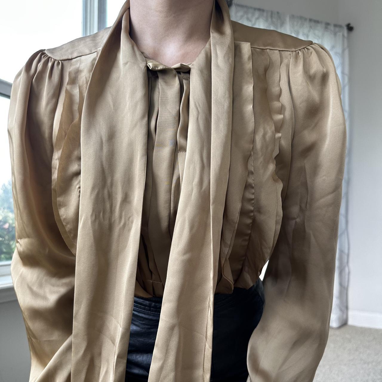 Women's Tan and Gold Blouse