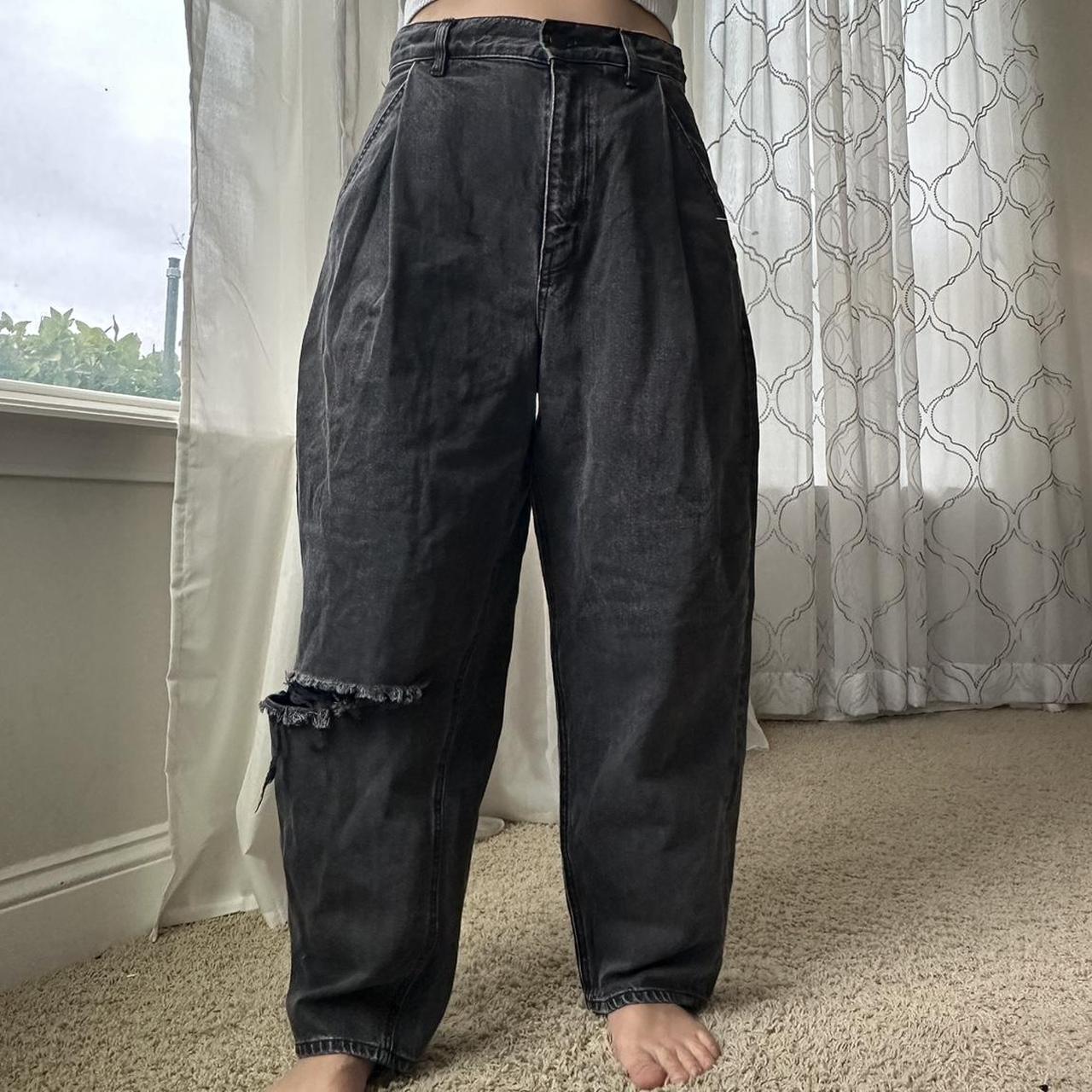 Women's Grey and Black Jeans