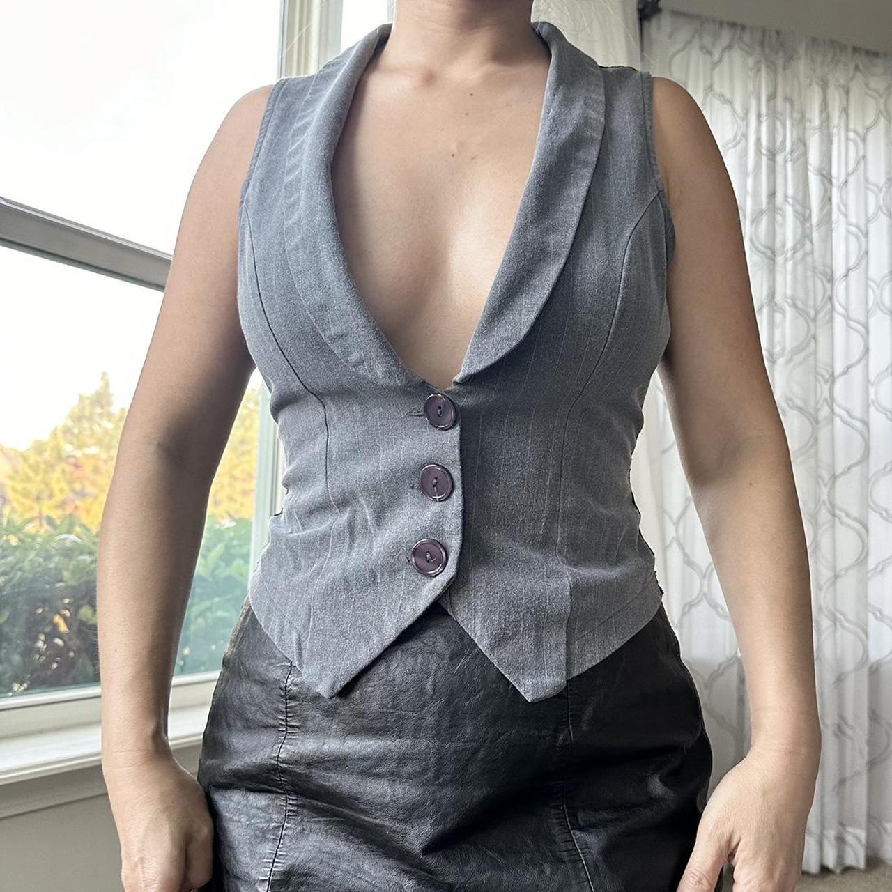 Women's Grey and Black Gilet