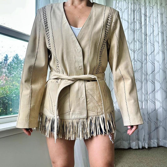 Coldwater Creek Women's Tan and Cream Jacket