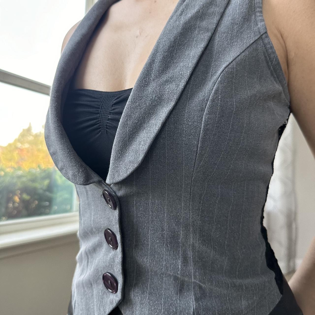 Women's Grey and Black Gilet
