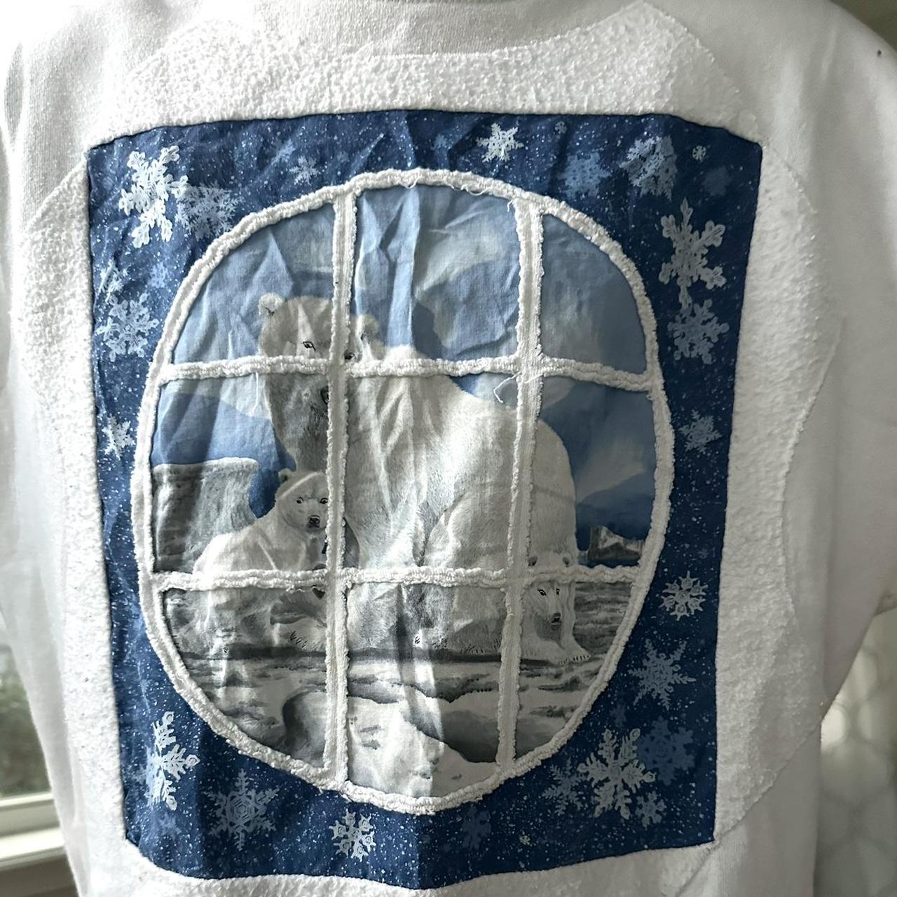 Jerzees Women's White and Blue Sweatshirt