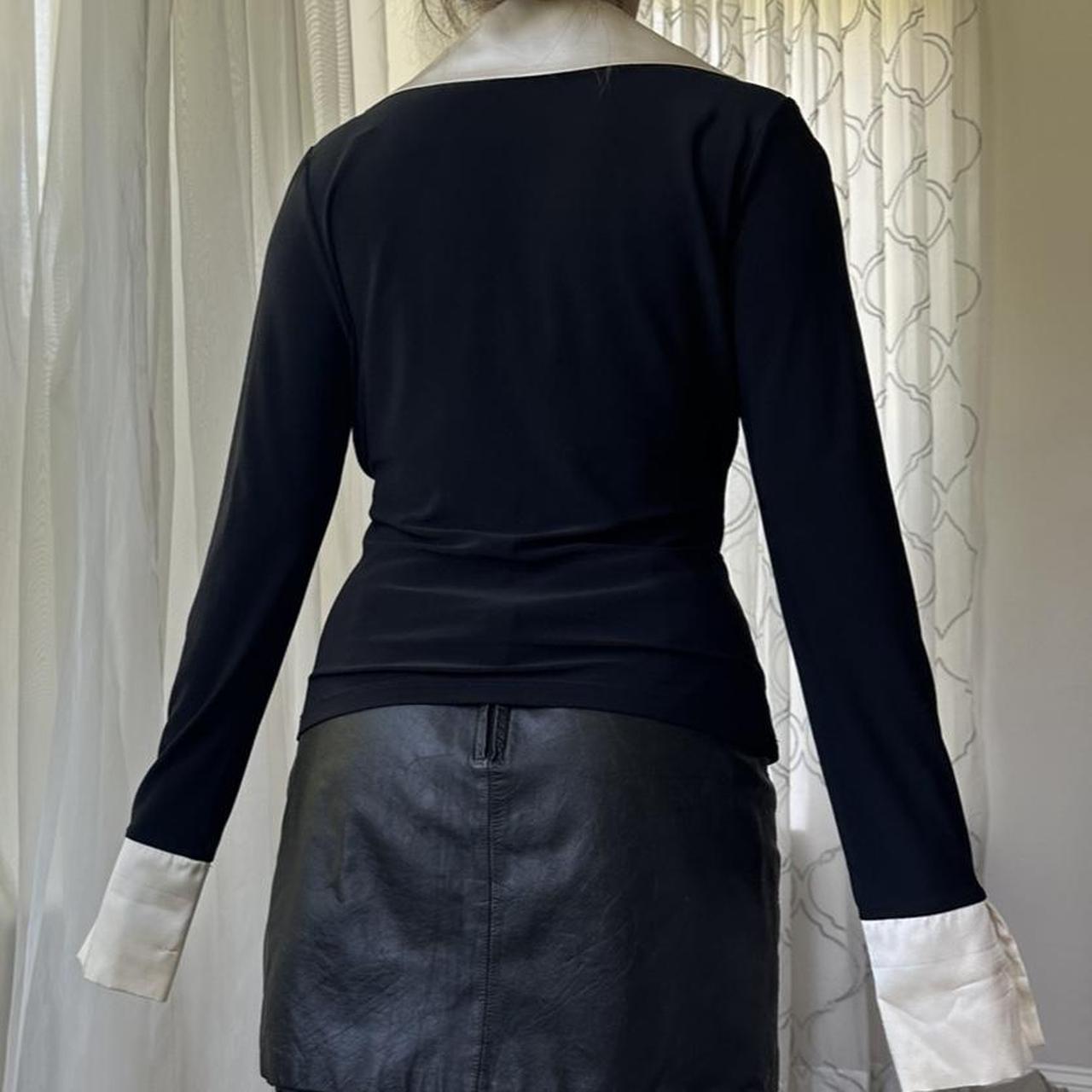 White House Black Market Women's Black and White Blouse