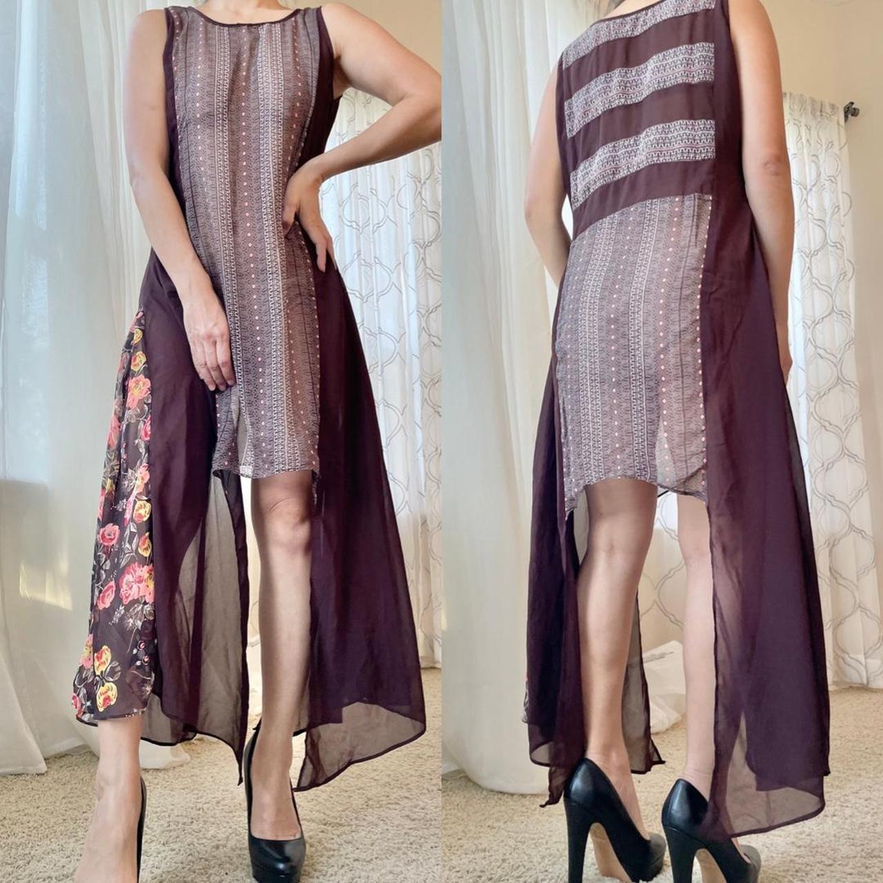 Women's Brown and Pink Dress
