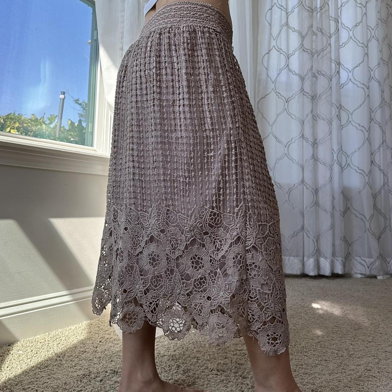 Women's Tan and Cream Skirt