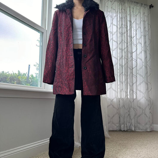 Women's Burgundy and Red Coat