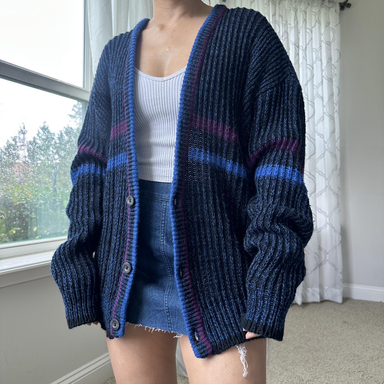 Women's Blue and Purple Cardigan