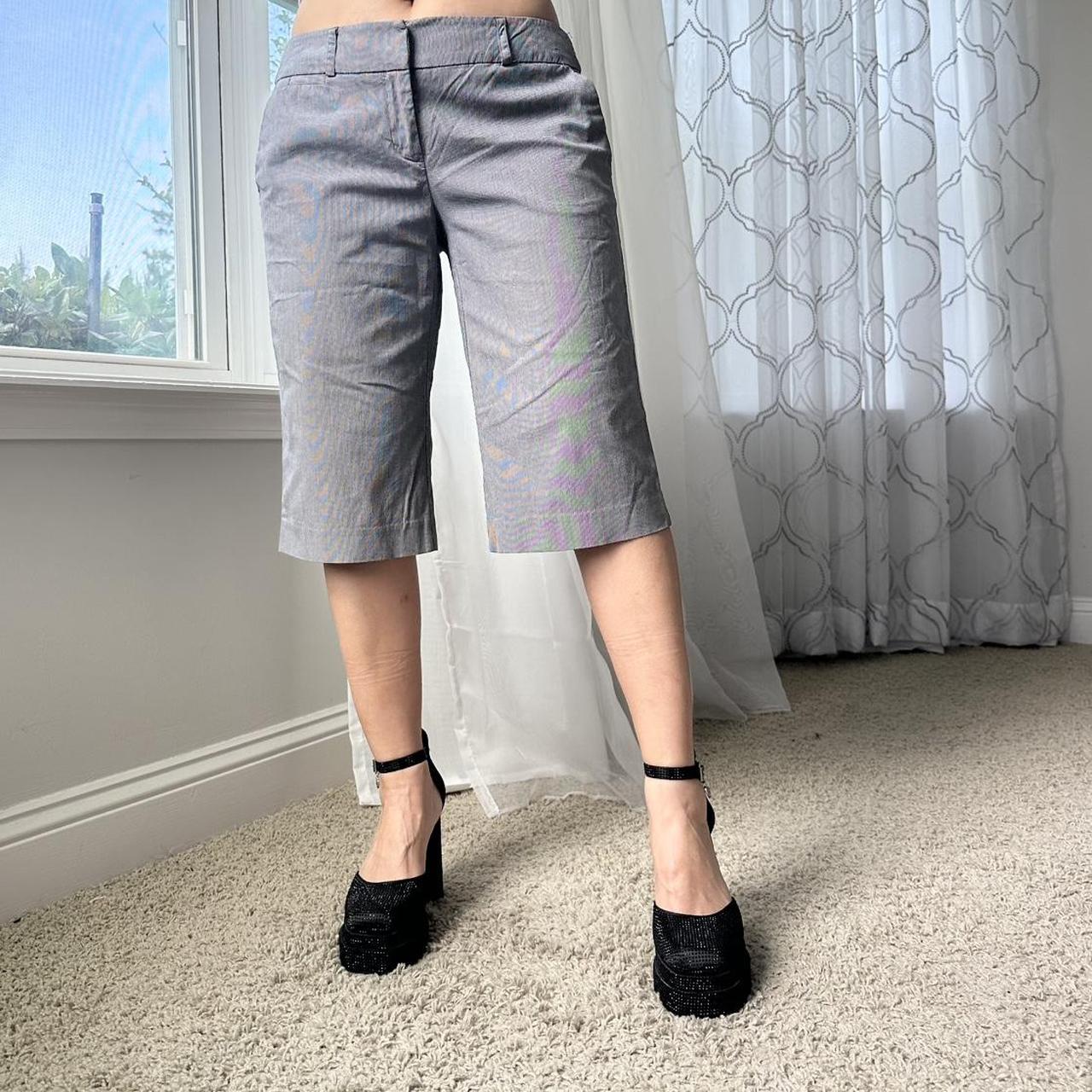 New York & Company Women's Grey and White Shorts