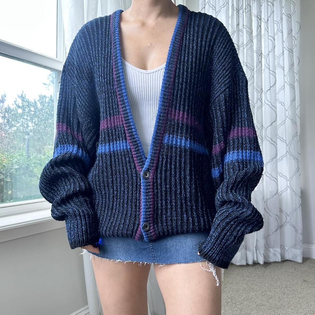 Women's Blue and Purple Cardigan