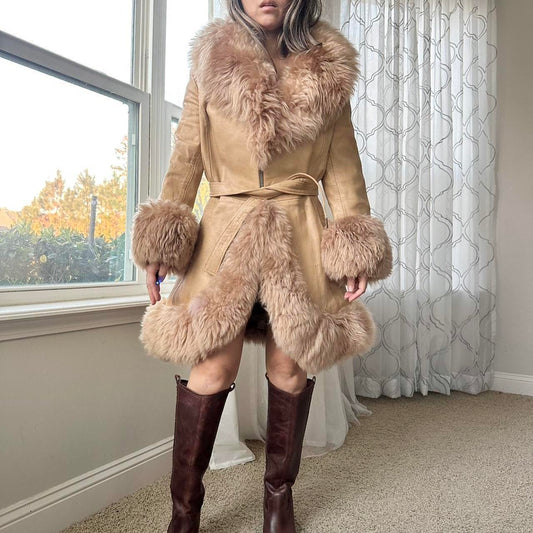 Women's Tan and Cream Coat