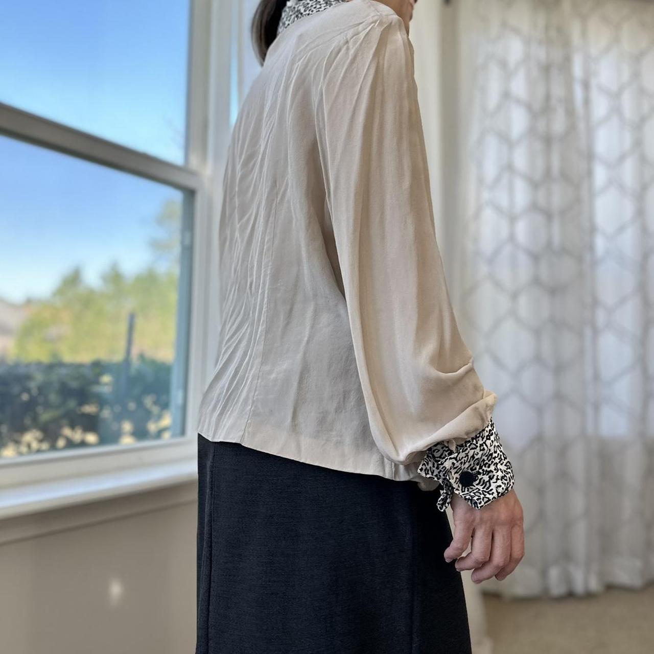 Women's Cream and Black Blouse