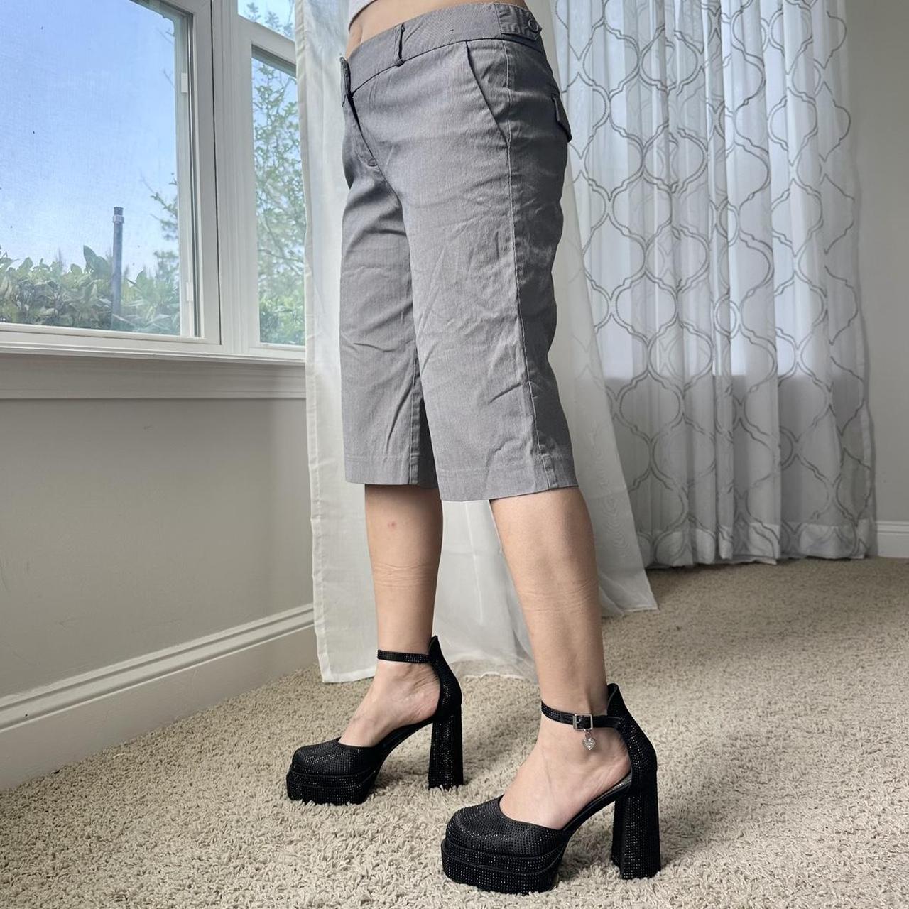 New York & Company Women's Grey and White Shorts