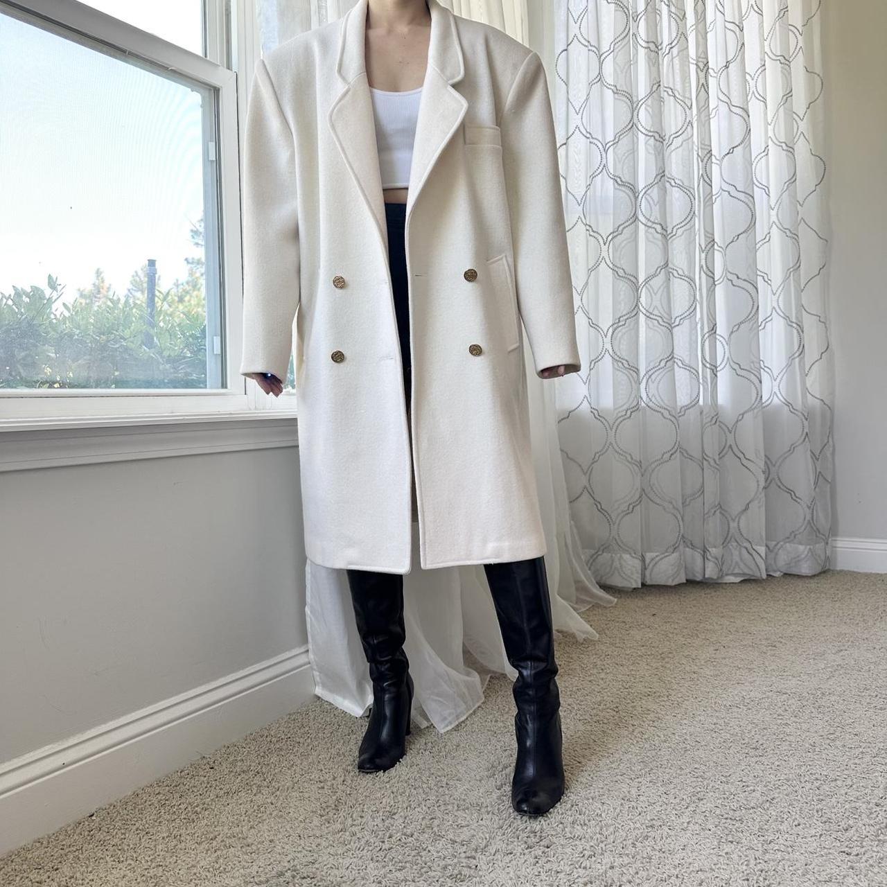 Women's Cream and White Coat