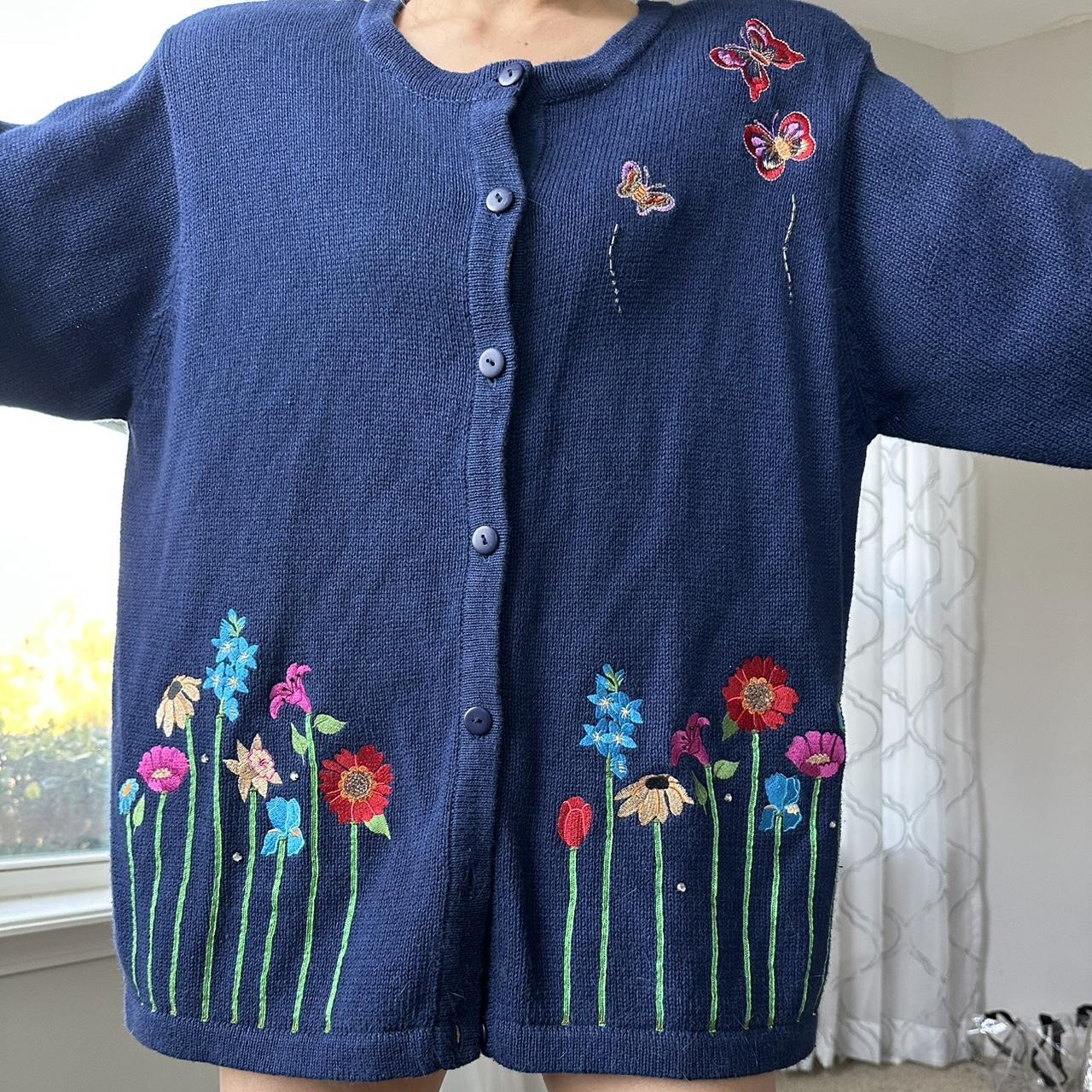 Women's Navy and Blue Cardigan