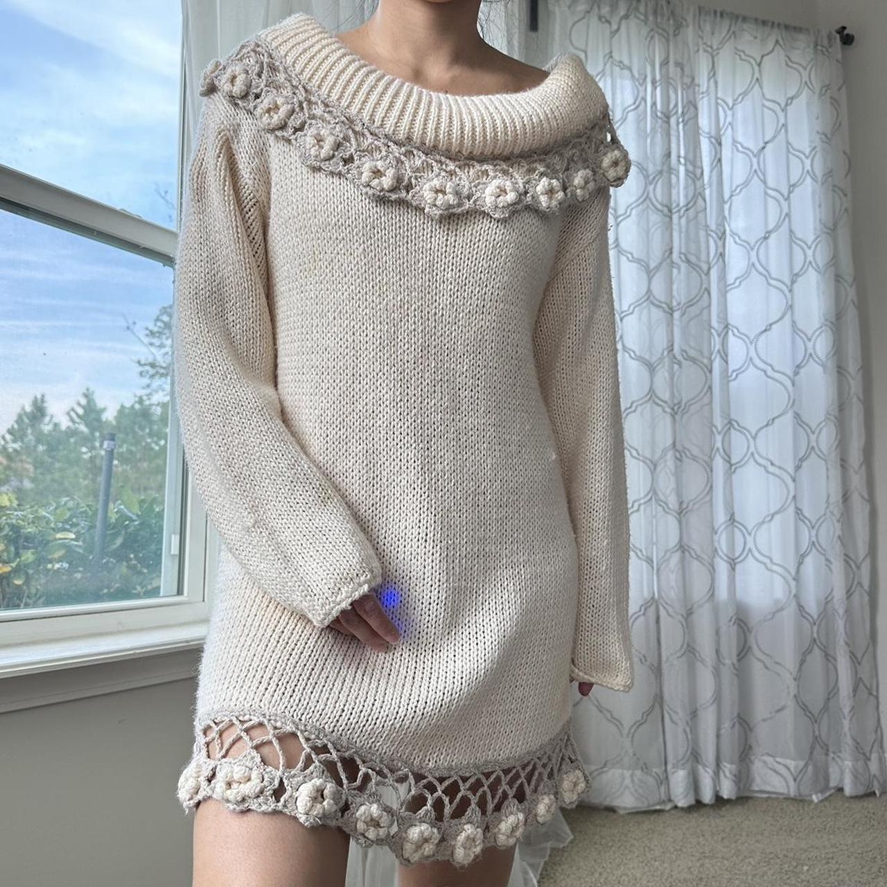 Women's Cream and Tan Dress