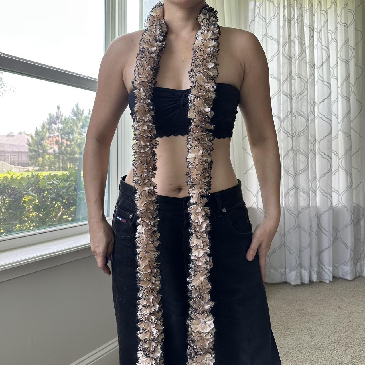 Women's Black and Khaki Scarf-wraps