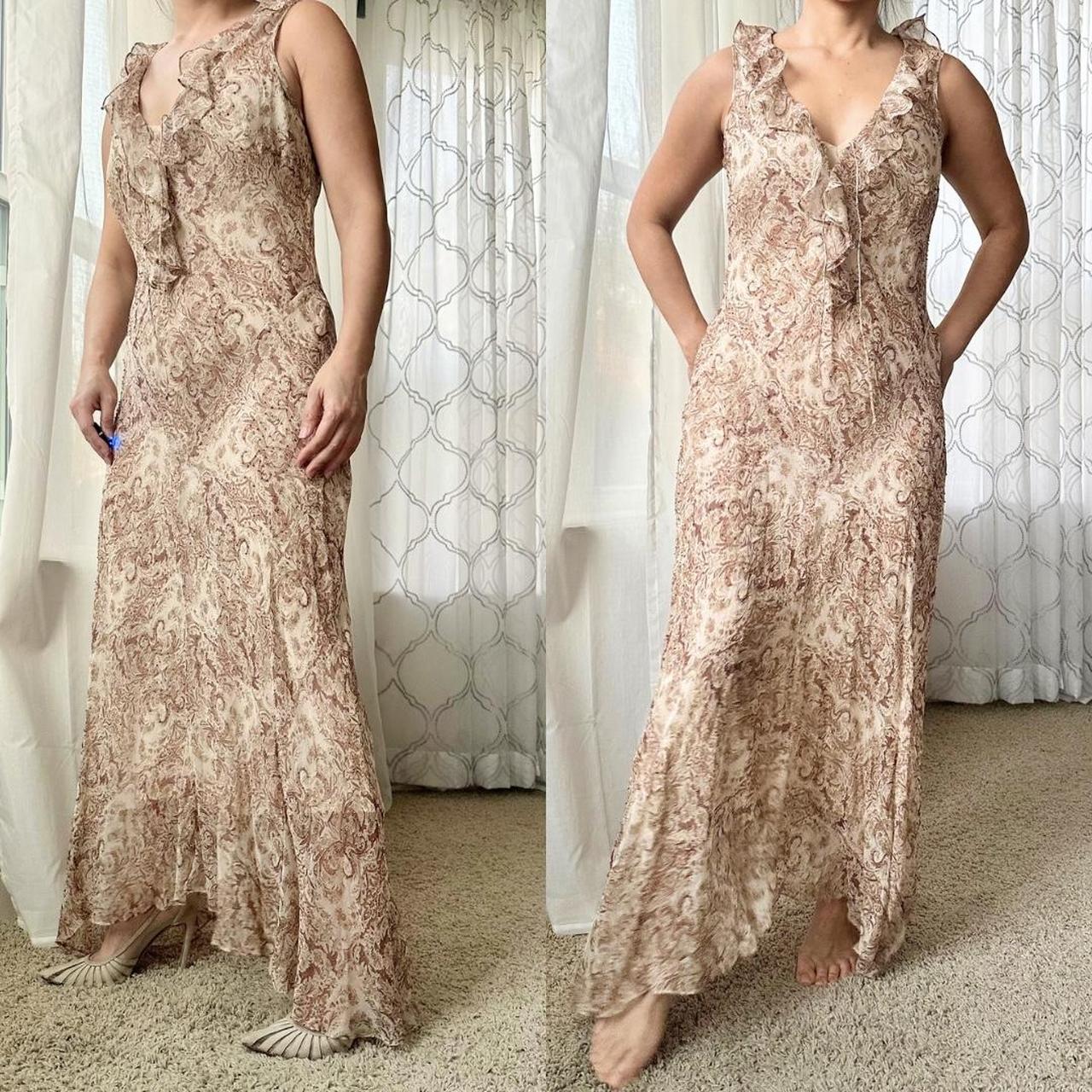 Women's Tan and Cream Dress