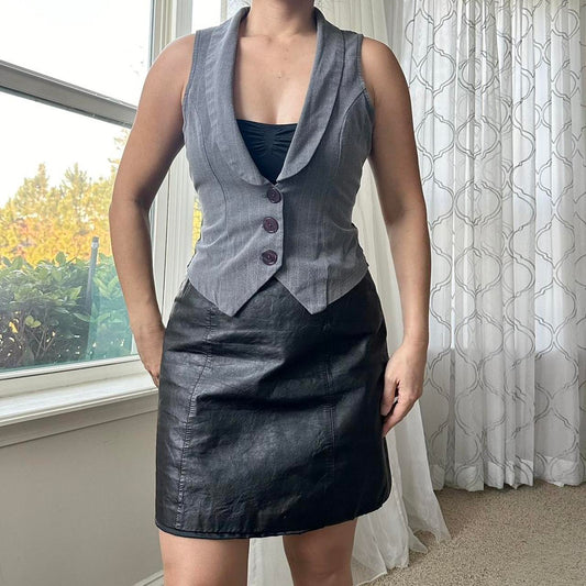 Women's Grey and Black Gilet