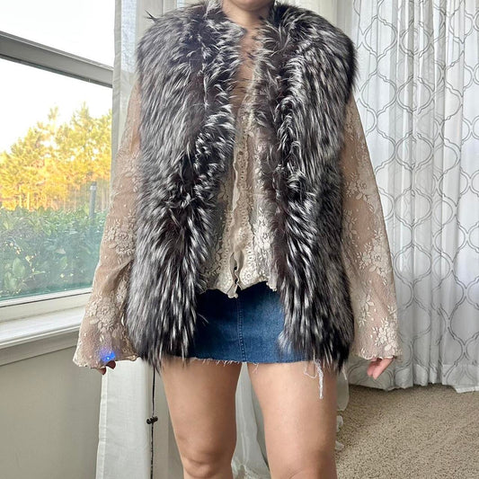 Women's Brown and Cream Gilet
