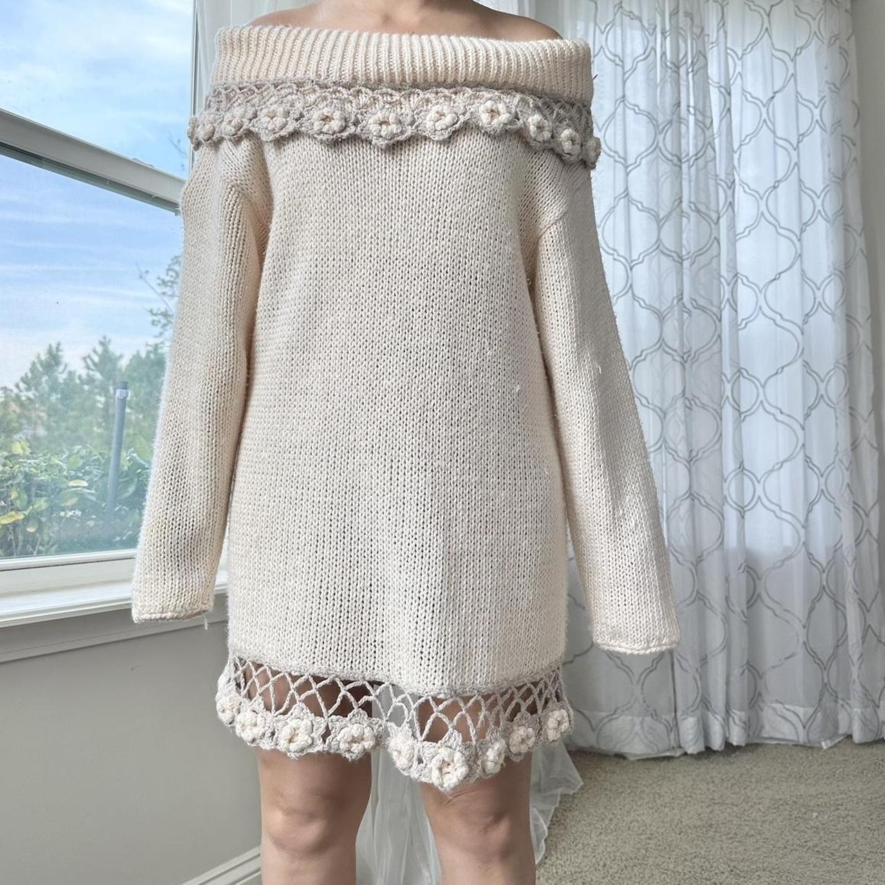 Women's Cream and Tan Dress