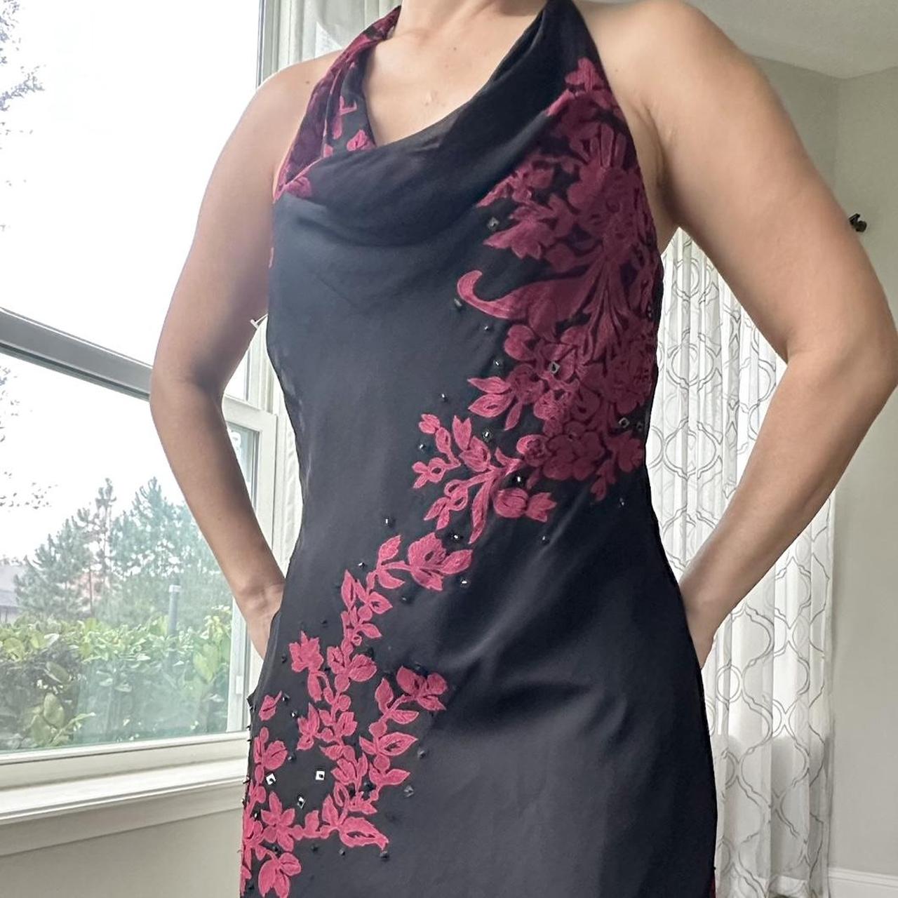 Women's Black and Burgundy Dress