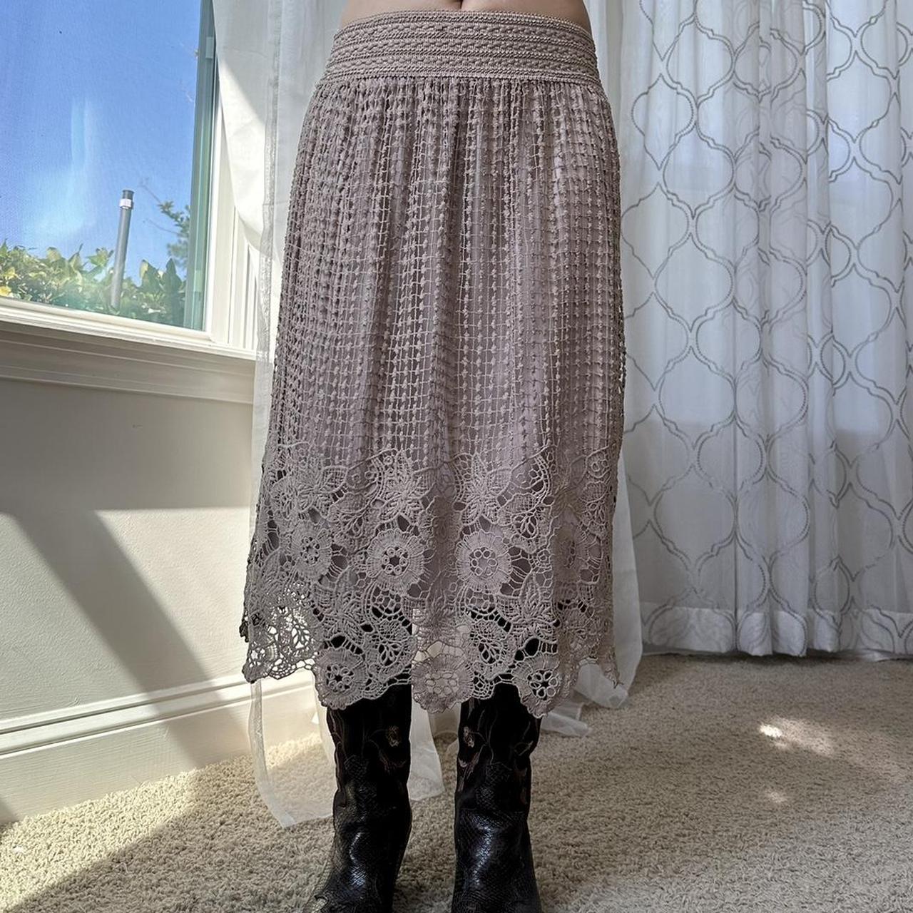 Women's Tan and Cream Skirt
