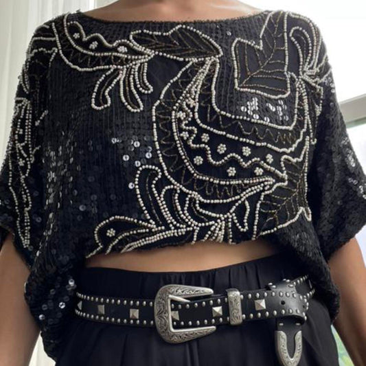 Women's Black and White Top