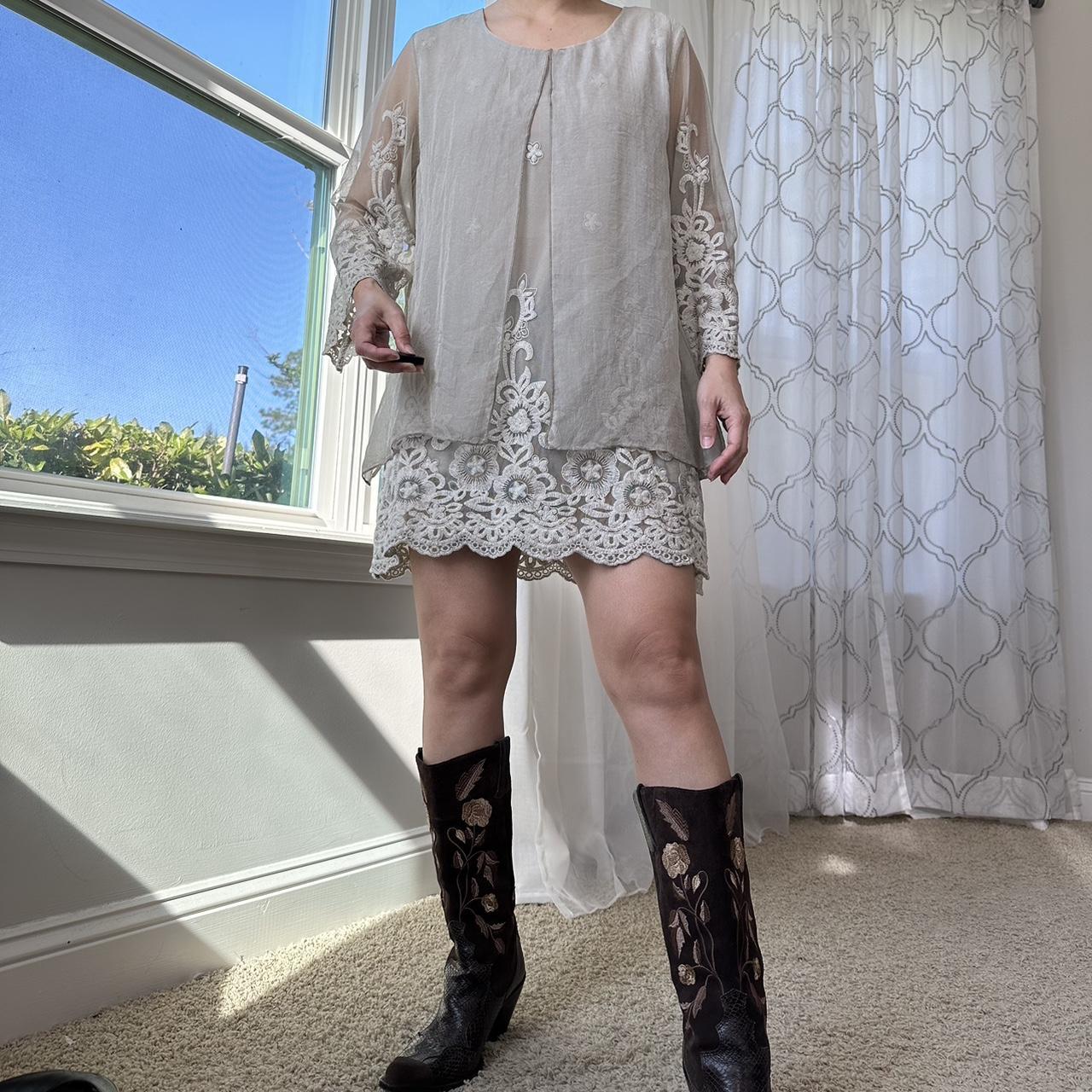 Women's Tan and Brown Blouse