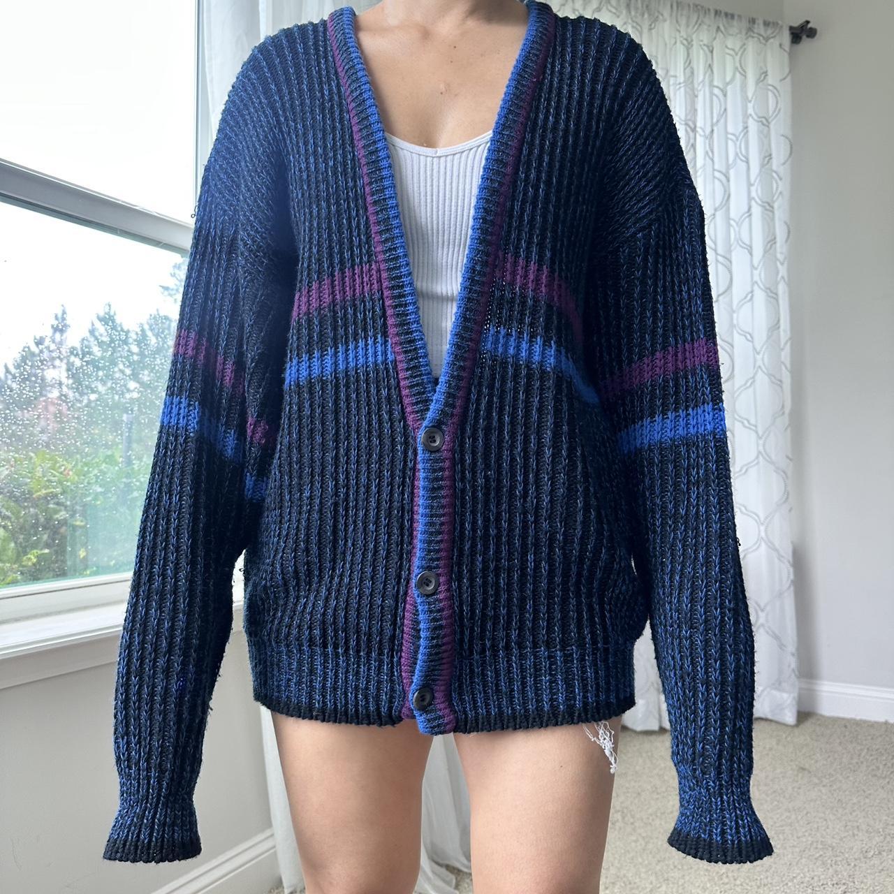 Women's Blue and Purple Cardigan