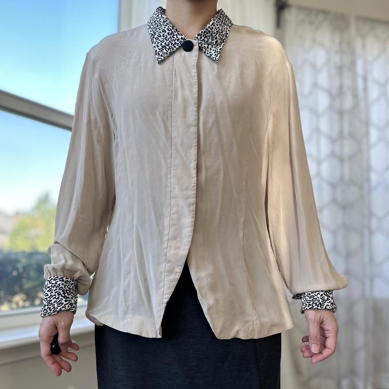 Women's Cream and Black Blouse