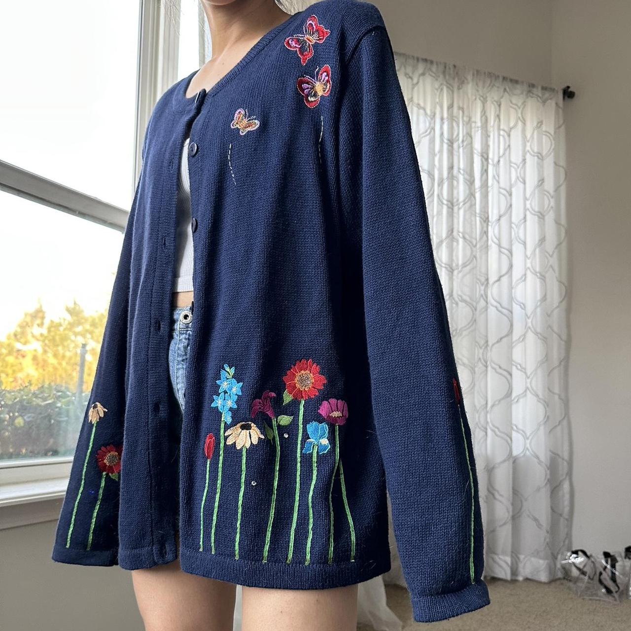 Women's Navy and Blue Cardigan