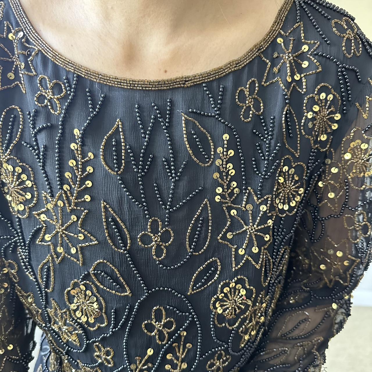 Women's Black and Gold Blouse