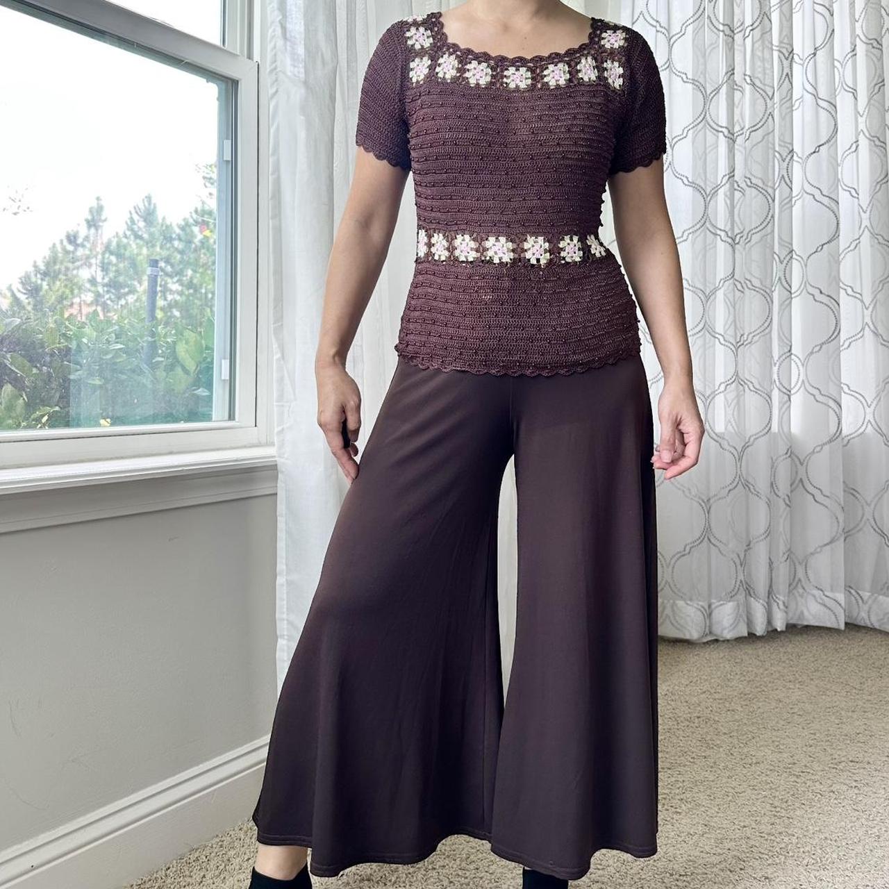 Women's Brown and Burgundy Blouse