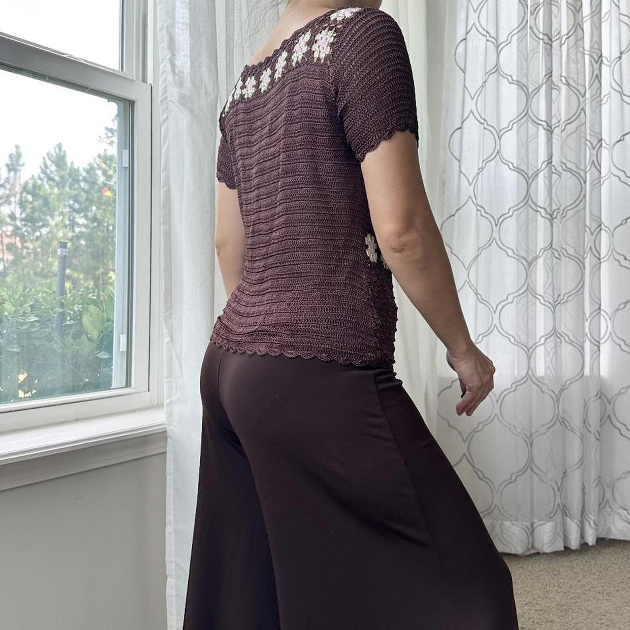Women's Brown and Burgundy Blouse