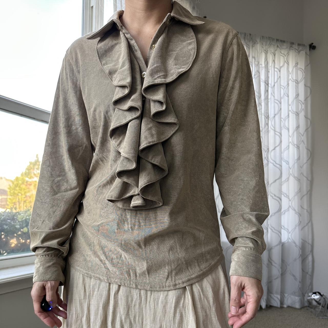 Women's Tan and Black Blouse