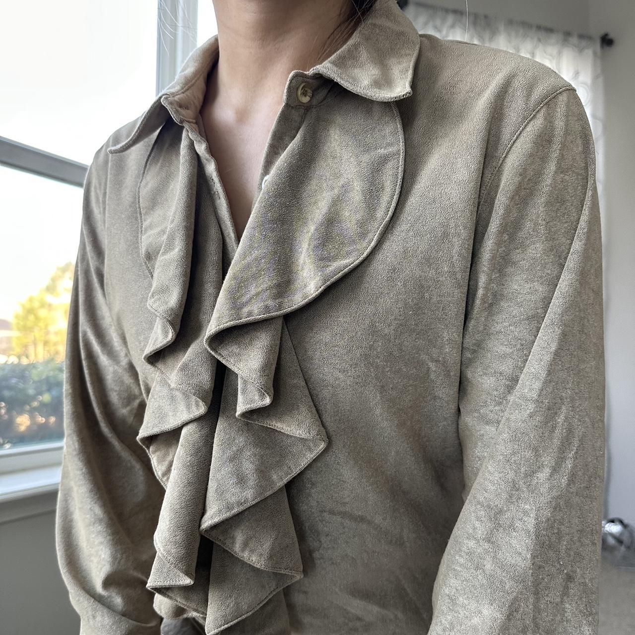 Women's Tan and Black Blouse