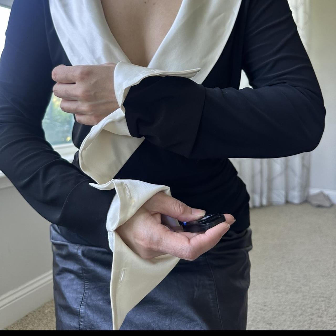 White House Black Market Women's Black and White Blouse