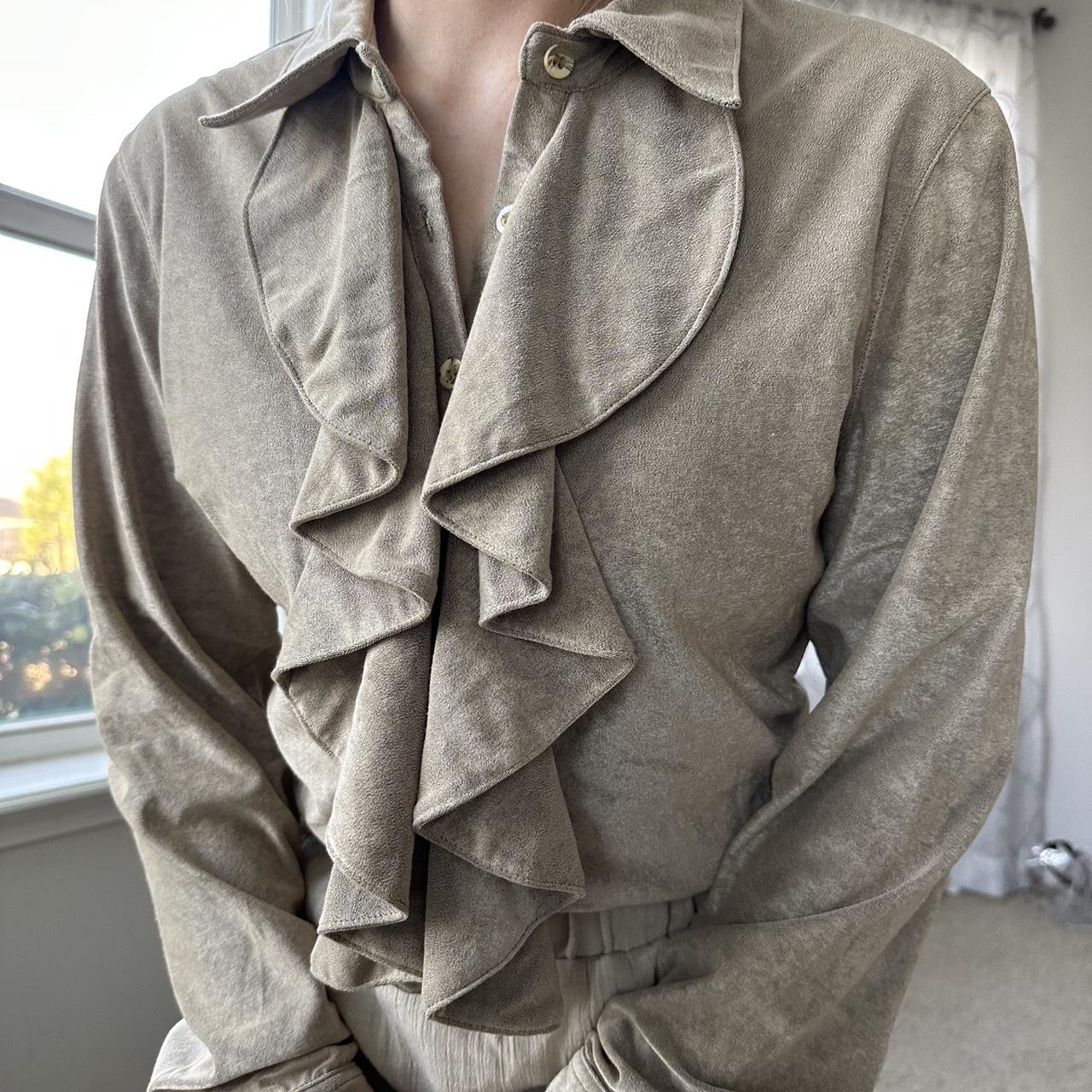 Women's Tan and Black Blouse