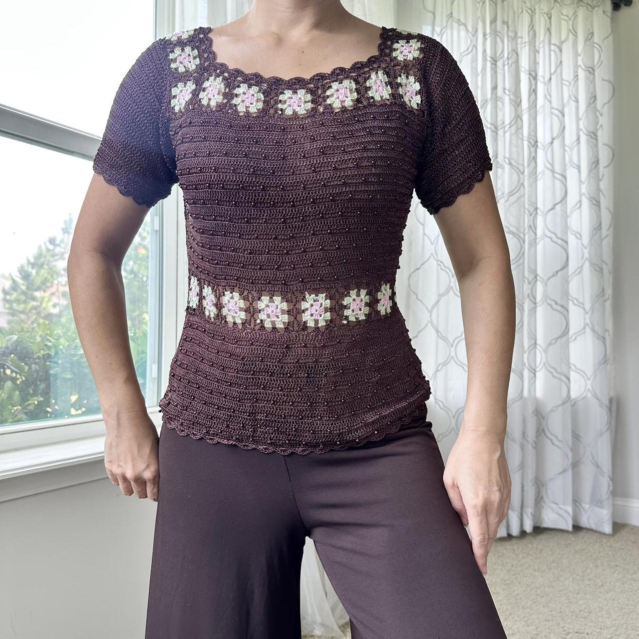 Women's Brown and Burgundy Blouse