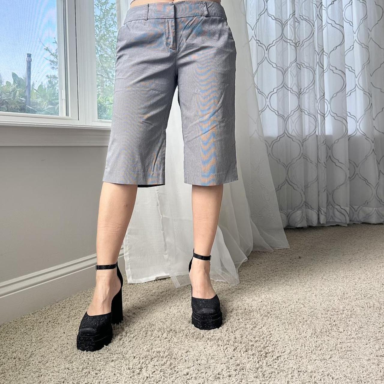 New York & Company Women's Grey and White Shorts