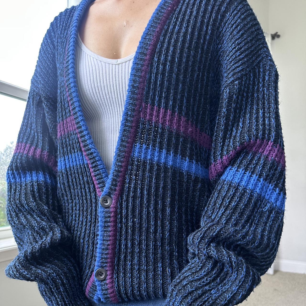 Women's Blue and Purple Cardigan