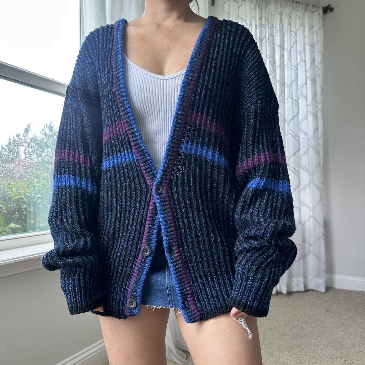 Women's Blue and Purple Cardigan