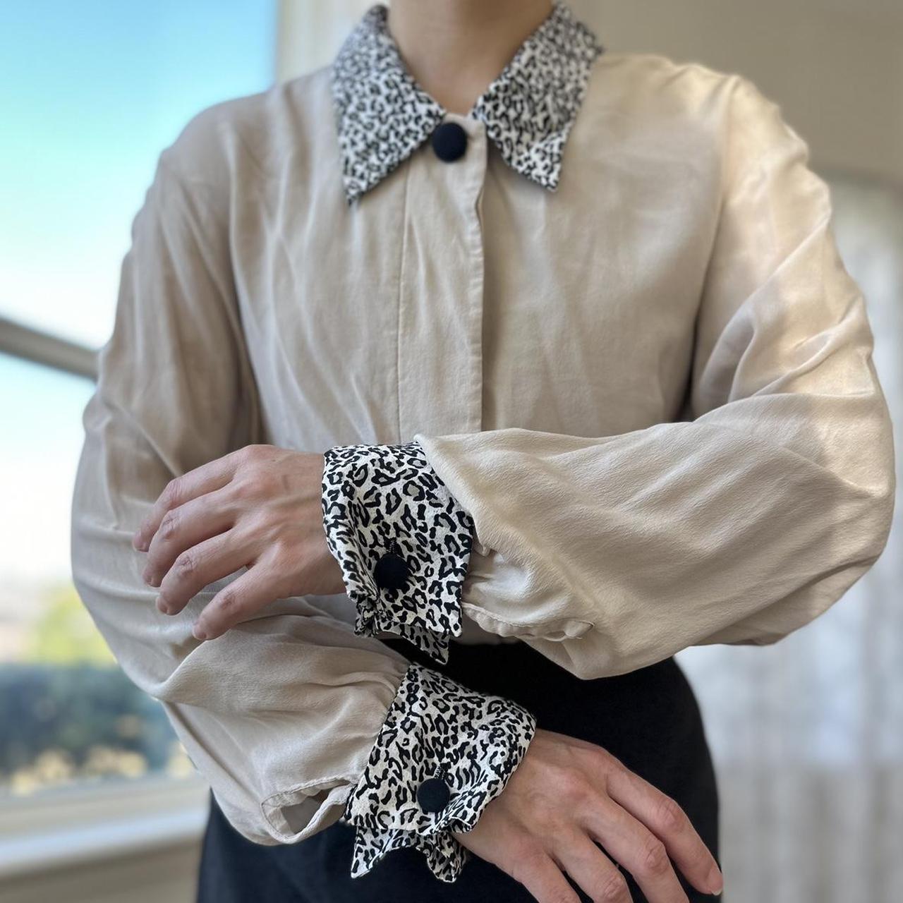 Women's Cream and Black Blouse