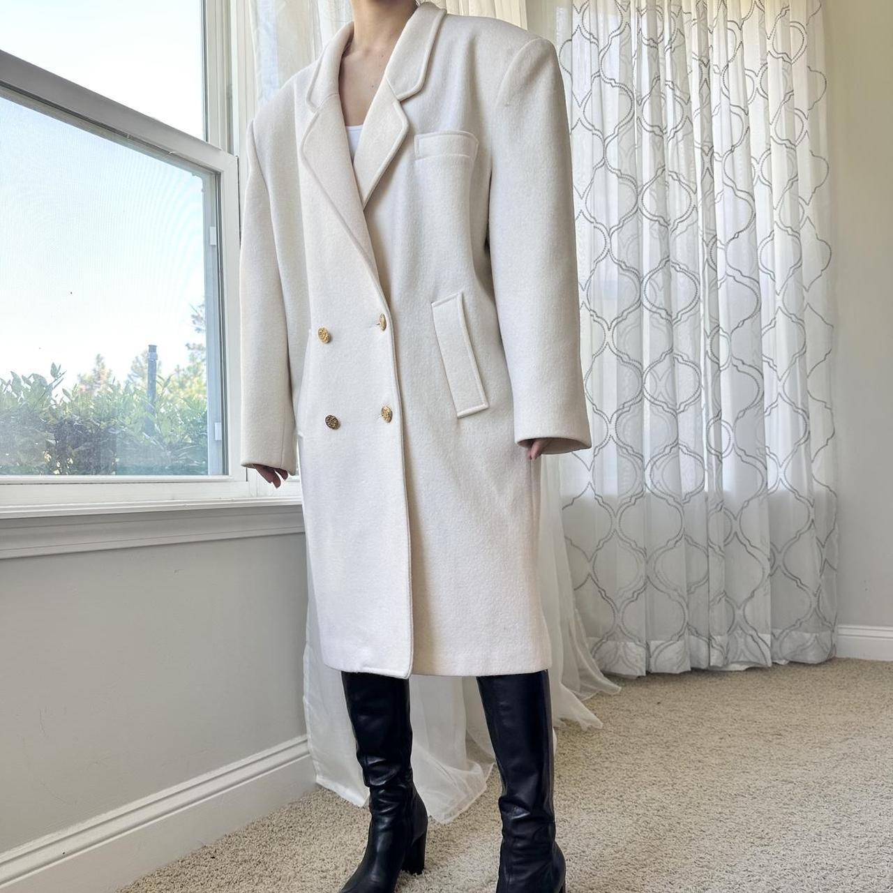 Women's Cream and White Coat