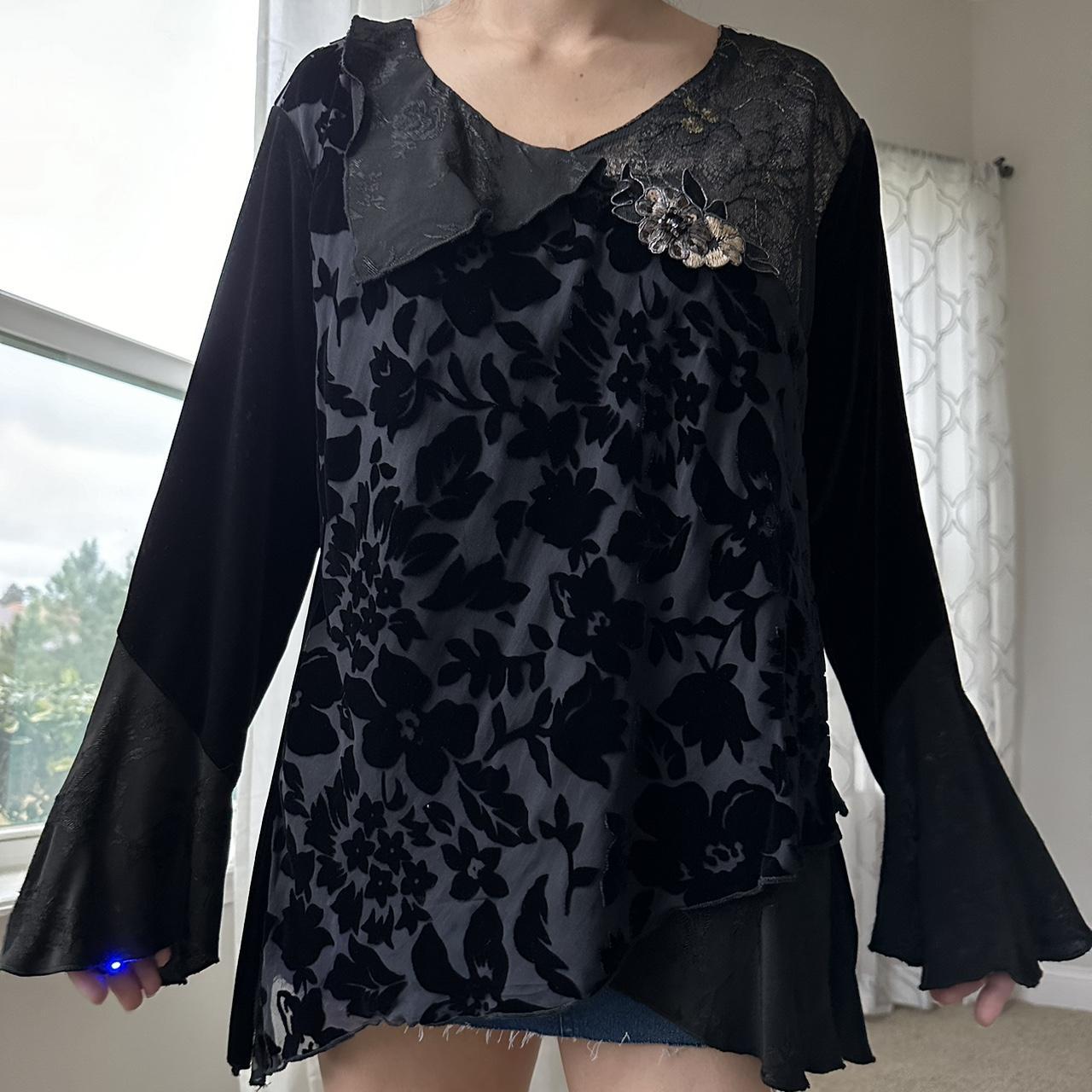 Women's Black and Gold Blouse