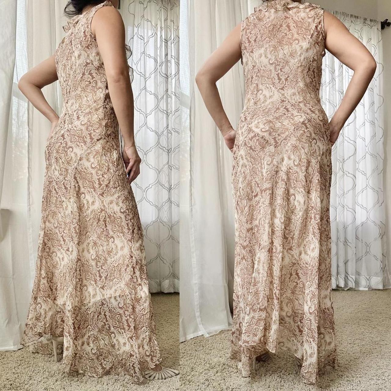 Women's Tan and Cream Dress